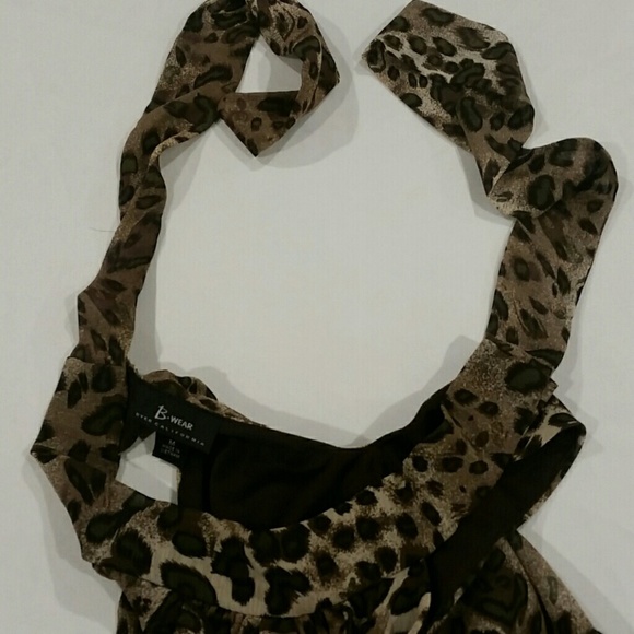 B Wear Women's Size Medium Blouse Shirt Animal Print Halter Top with Ties - Picture 8 of 8